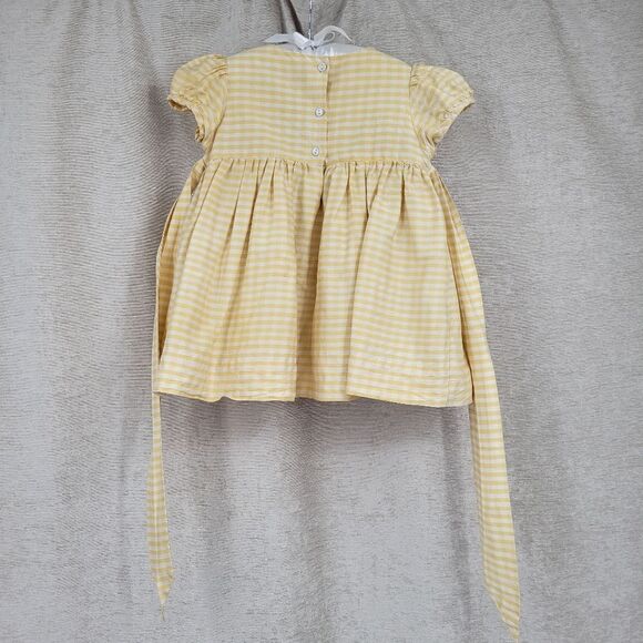 Simi Silk Butter Yellow Gingham Dress Infant Baby Girls Size 18mo - Picture 6 of 15